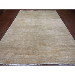 9'x11'5" Brown Plain Solid Pattern Hand Knotted Hand Spun Ghazni Wool Rug