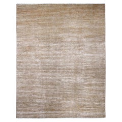 9'x11'5" Brown Plain Solid Pattern Hand Knotted Hand Spun Ghazni Wool Rug