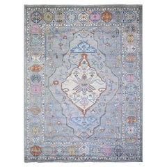 9'x11'6" Cloud Gray, Anatolian Village Inspired Wool Hand Knotted Oriental Rug