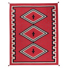 Tappeto orientale in lana a trama piatta, tessuto a mano, con motivo geometrico rosso in stile sud-occidentale, 9'x11'6"