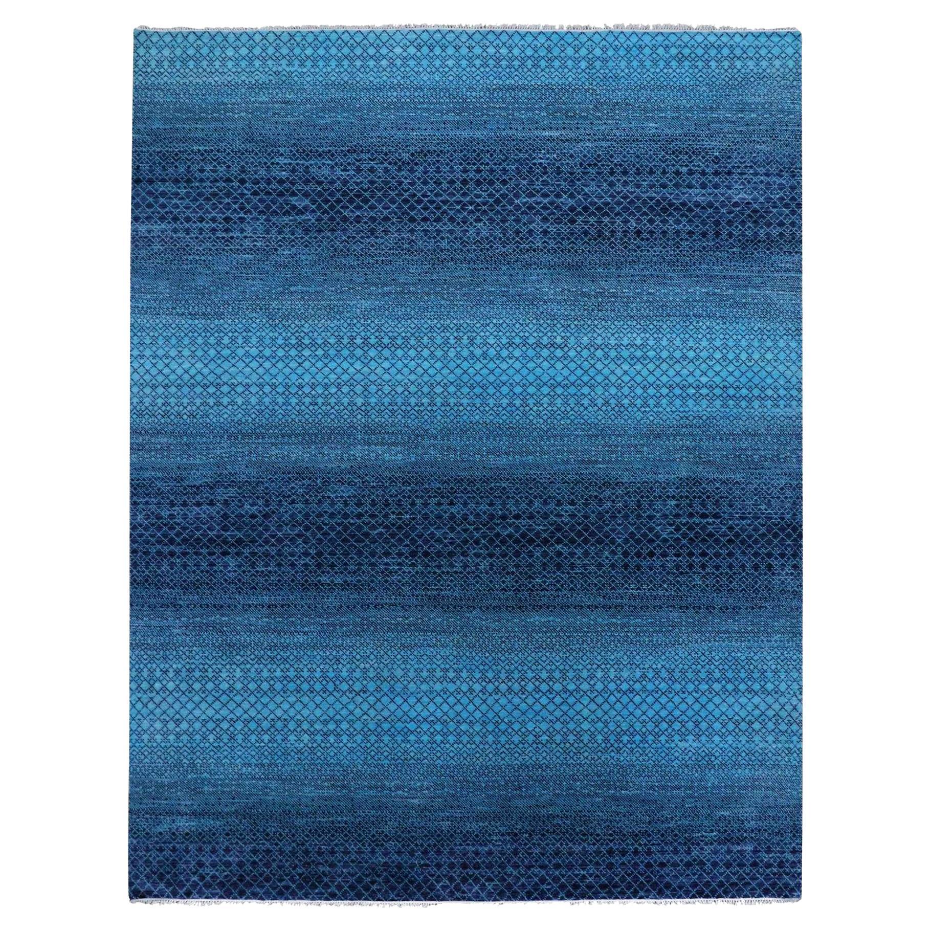 9'x11'7" Blau Reine Wolle Handgeknüpft Modern Chiaroscuro Collection'S Teppich