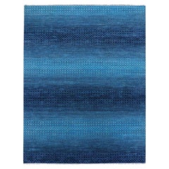 9'x11'7" Blue Pure Wool Hand Knotted Modern Chiaroscuro Collection Rug