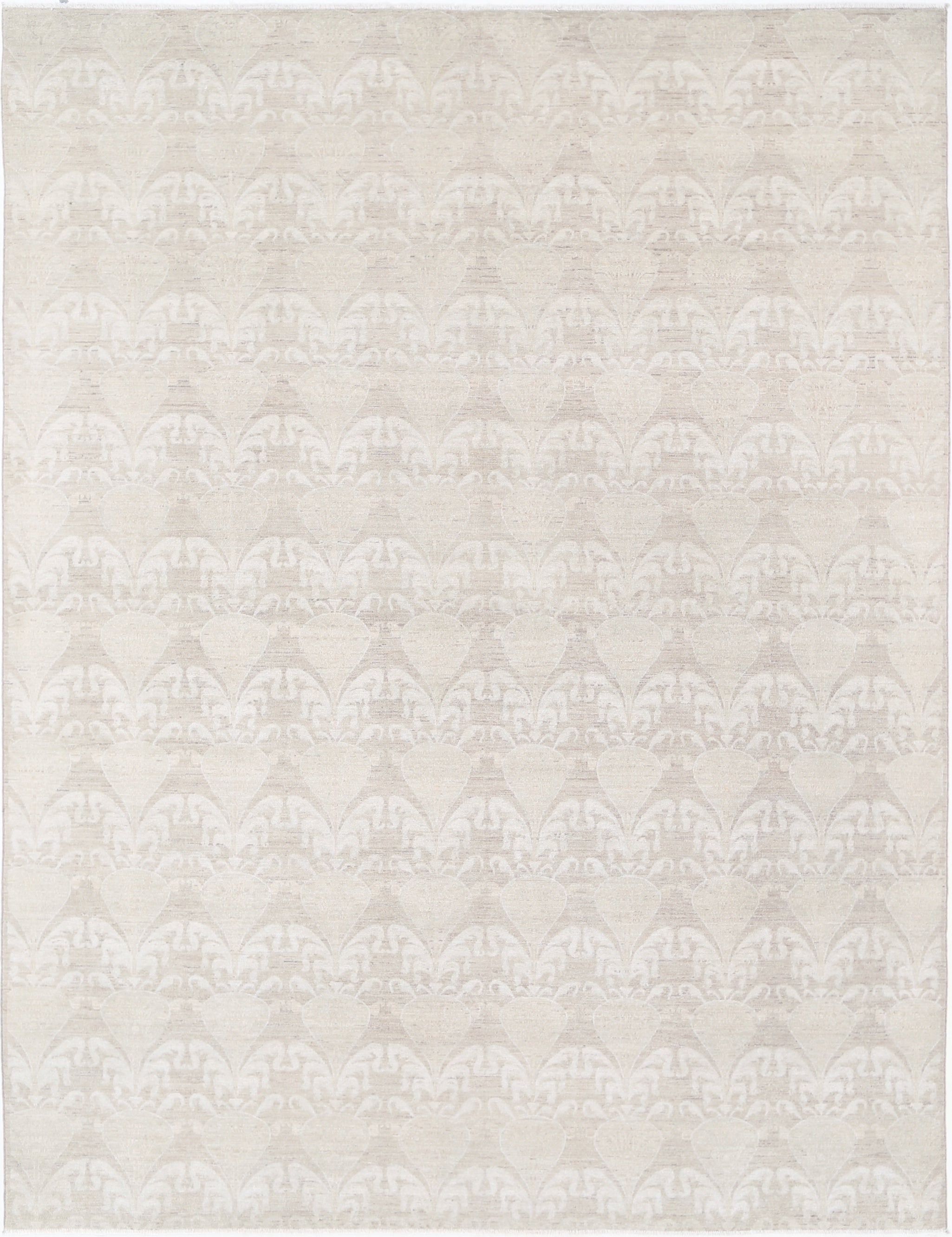 9x11.7 ft Beige Hand Knotted Large Rug. Timeless Home Decor. 100% Wool Carpet