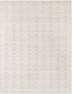 9x11.7 ft Beige handgeknüpfter großer Teppich. Zeitlose Wohnkultur. 100% Wolle Teppich