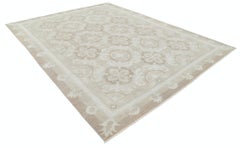 9x11.7 ft Tapis beige fait main en laine. Moquette design en treillis pour le Living Designs