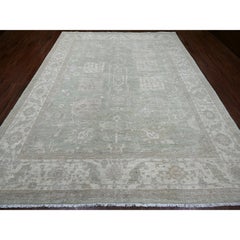 Tapis en laine nouée à la main 9'x11'7" vert Washed Out Peshawar with All Over Design