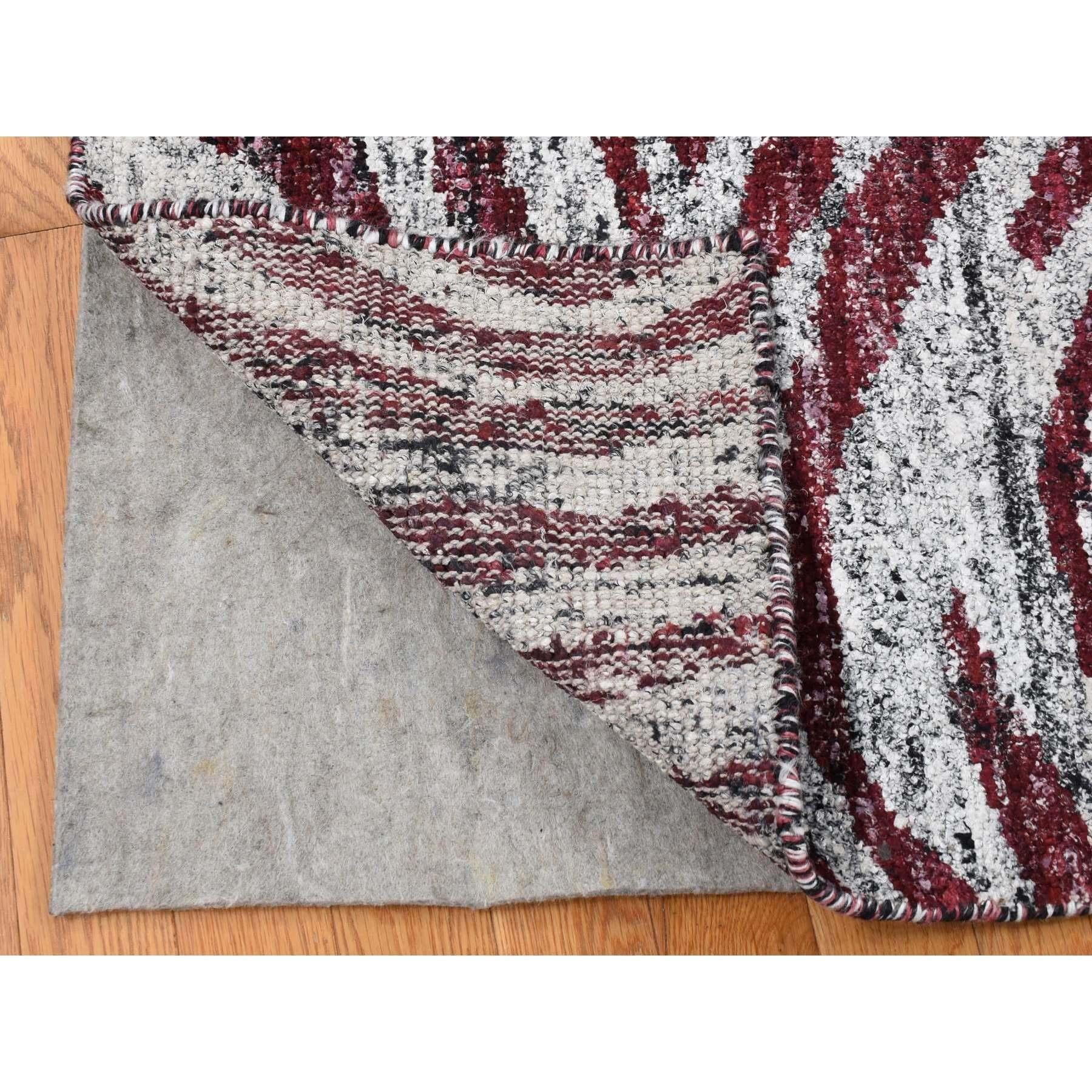 Hand-Knotted 9'x11'7'' Ivory Man Made Silk Hand Knotted with Tree Bark Design Oriental Rug For Sale