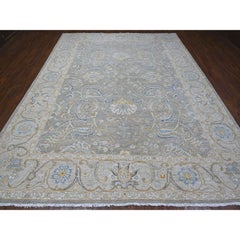 9'x11'7" Nimbus Gray All Over Afghan Peshawar Design Hand Knotted Soft Wool Rug