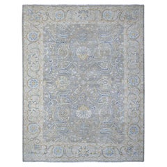 9'x11'7" Nimbus Gray All Over Afghan Peshawar Design noué à la main