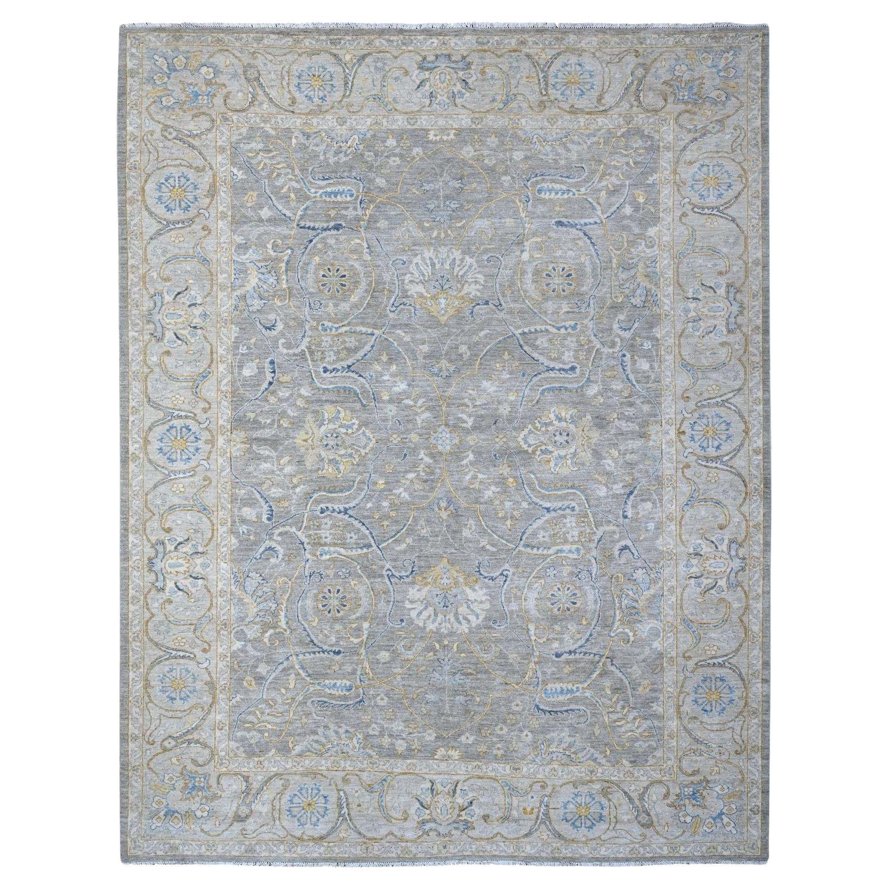 9
x11
7" Nimbus Gray All Over Afghan Peshawar Design Tappeto in lana morbida annodato a mano