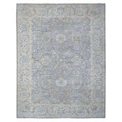9'x11'7" Nimbus Grau All Over Afghan Peshawar Design Handgeknüpfter Teppich aus weicher Wolle