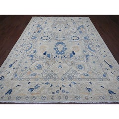 9'x11'7" Oyster Gray Ziegler Mahal Design Peshawar Hand Knotted Pure Wool Rug