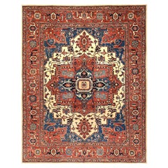 9
x11
7" Rouge Serapi Heriz avec grand médaillon Design noué à la main Tapis tout en laine