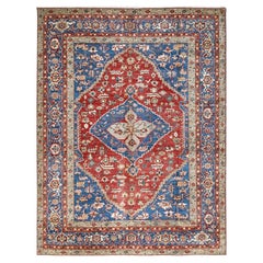 9'x11'8" Ajax Red Peshawar Heriz High Mountain Wool Hand Knotted Oriental Rug