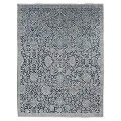 9'x11'8" Ash Gray, Oushak Influence, Pure Silk with Wool Hand Knotted, Rug