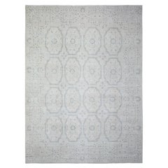 9'x11'8" Ash Gray Stone Washed Peshawar Wool Hand Knotted Oriental Rug