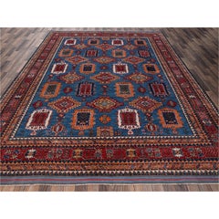 9'x11'8" Blue Afghan Ersari with Turkish Knot Hand Knotted Soft Wool Rug