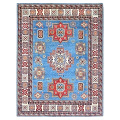 9'x11'8" Cerulean Blau Spezial Kazak Wolle Handgeknüpft Natürliche Farbstoffe Teppich