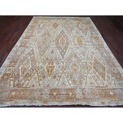 Tappeto Orientale in Lana Annodata a Mano 9'x11'8" Grigio ispirato al Villaggio Anatolico