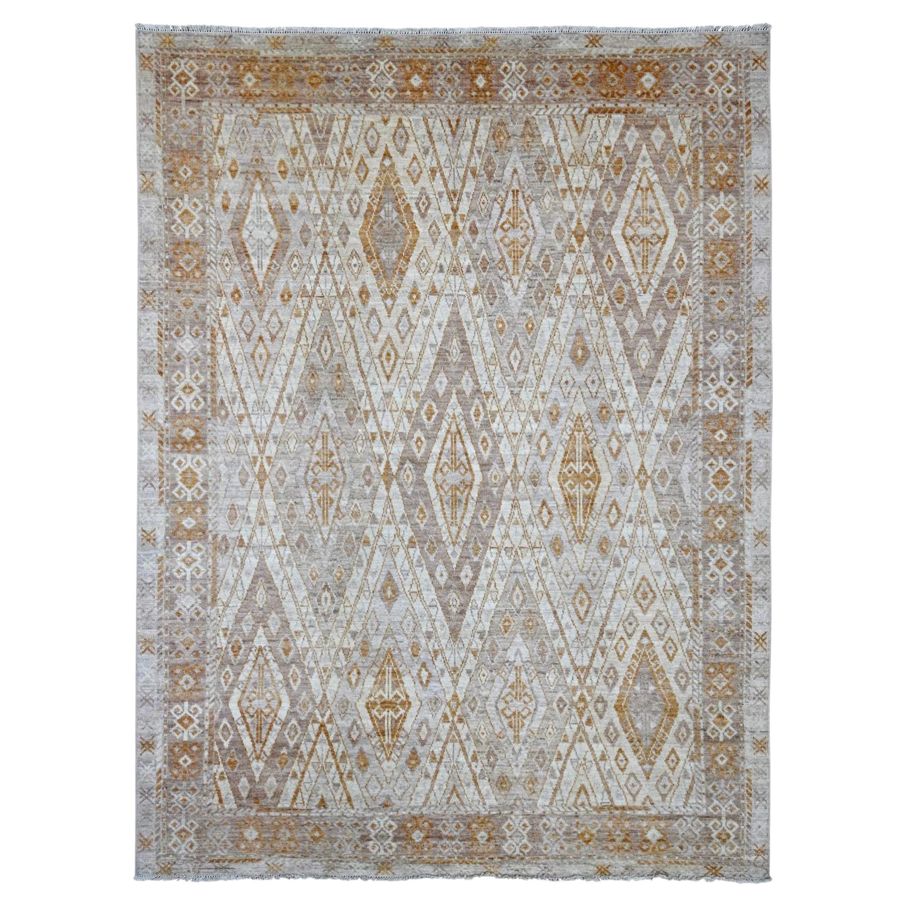9'x11'8" Gray Anatolian Village Inspired Design Hand Knotted Wool Oriental Rug