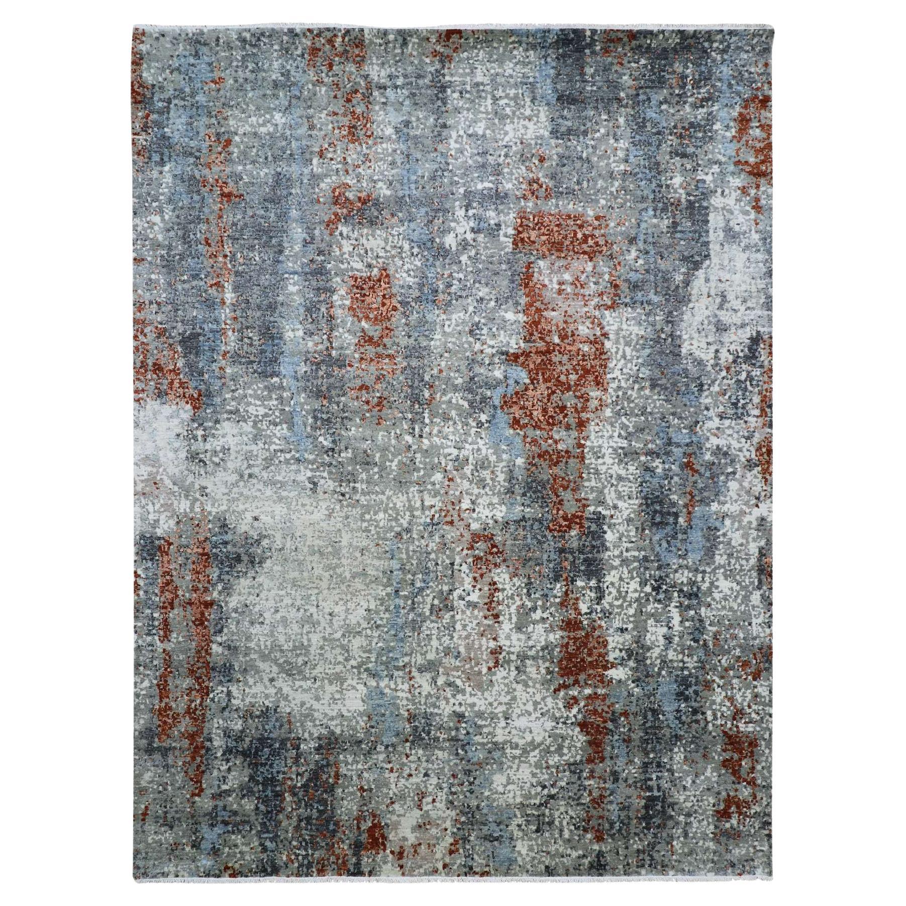 9'x11'9" zugänglich Beige handgeknüpft 100% Wolle abstraktes Design Orientteppich