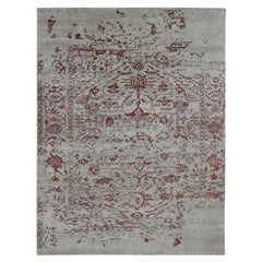 9'x11'9" Beige, Broken Heriz Design, Wolle und Seide, Handgeknüpfter, Orientalischer Teppich