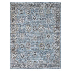 9'x11'9" Blue Antiqued Persian Ziegler Mahal Design Pure Wool Hand Knotted Rug