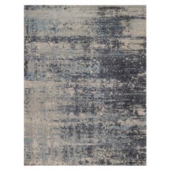 9'x11'9" Blue-Gray Hand Knotted Modern Abstract Design Wool & Silk Oriental Rug