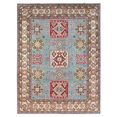 Tappeto orientale Kazak Tribal Pattern in pura lana 9
x11
9" blu annodato a mano