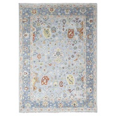 9'x11'9" Chrome Soft Wool Hand Knotted Oushak Supple Oriental Rug