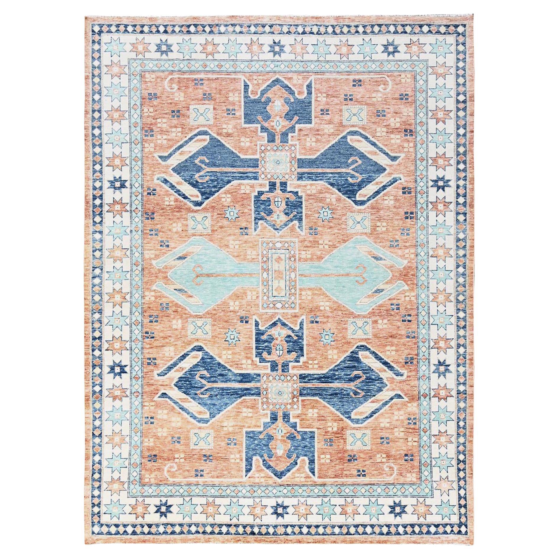 9
x11
9" Koralle Farbe geschert Low Anatolian Village Design handgeknüpft Wolle Teppich