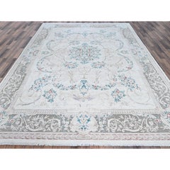 9'x11'9" Daisy White Aubusson Design Pak Persian 300 KPSI Hand Knotted Wool Rug
