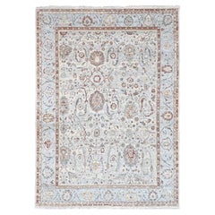 9'x11'9" Gray Pure Wool Antiqued Persian Ziegler Mahal Design Hand Knotted Rug