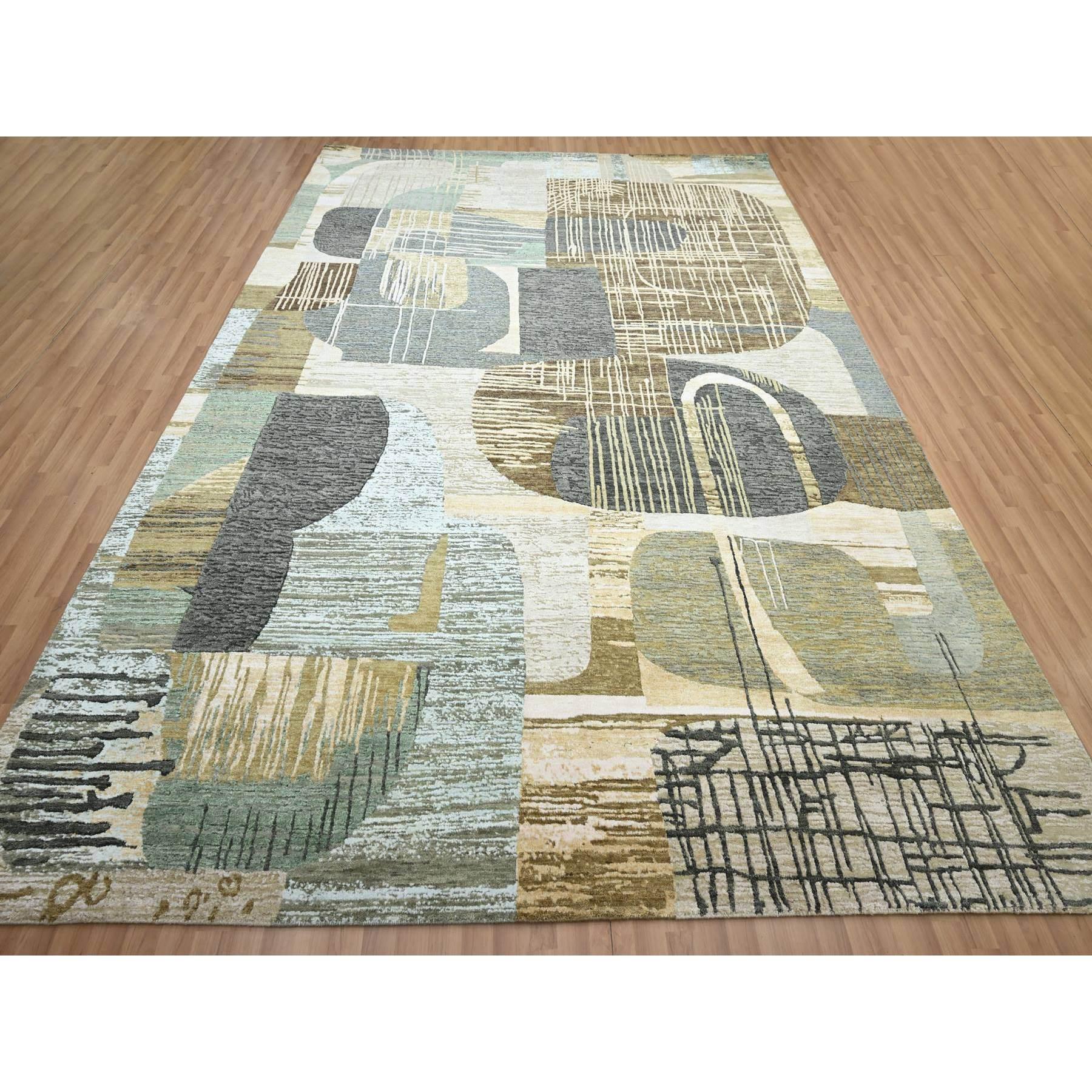 Grigio antracite con marrone, motivo geometrico astratto, nodo persiano, annodato a mano, 100% lana, tessuto fitto, tappeto orientale
Materiali primari: Lana
Lattice: No Pile 
altezza: 0,25 pollici
Stile: Contemporaneo
Colore primario: