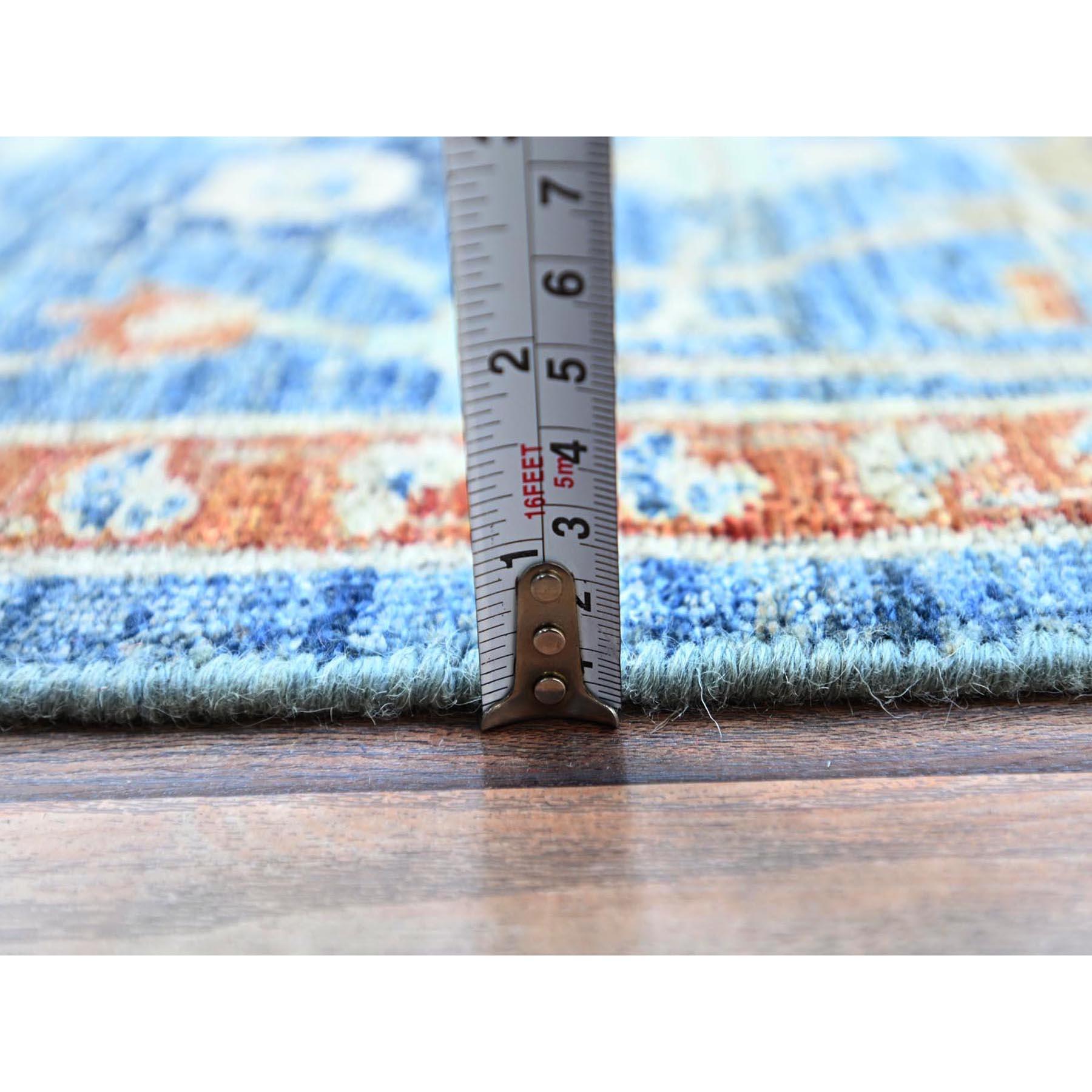 Alfombra Oriental de Pelo Cero con Diseño de Motivos Gul Azul Niágara 9'x11'9 en venta 2