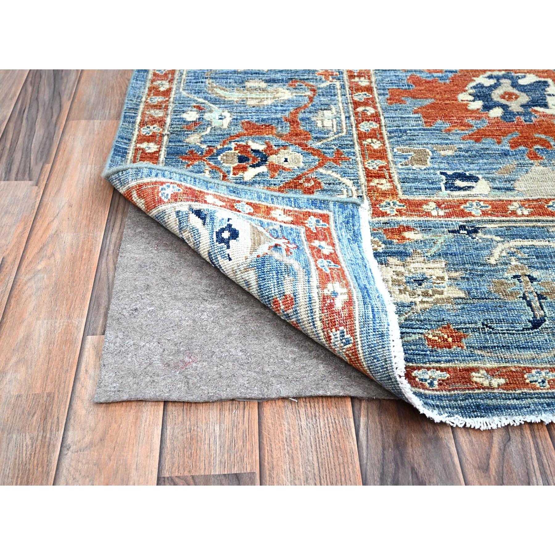 Alfombra Oriental de Pelo Cero con Diseño de Motivos Gul Azul Niágara 9'x11'9 Indio en venta