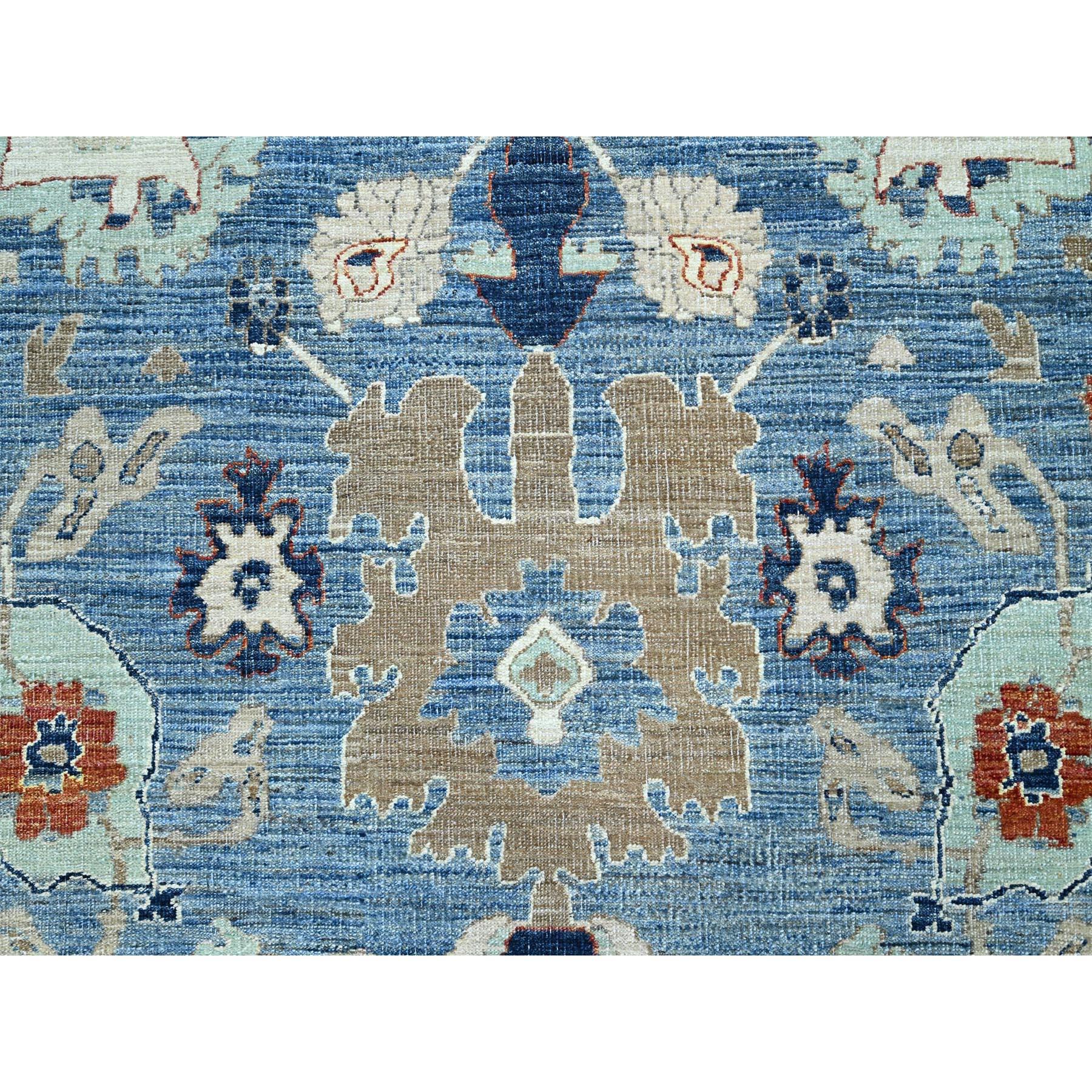 Alfombra Oriental de Pelo Cero con Diseño de Motivos Gul Azul Niágara 9'x11'9 Lana en venta