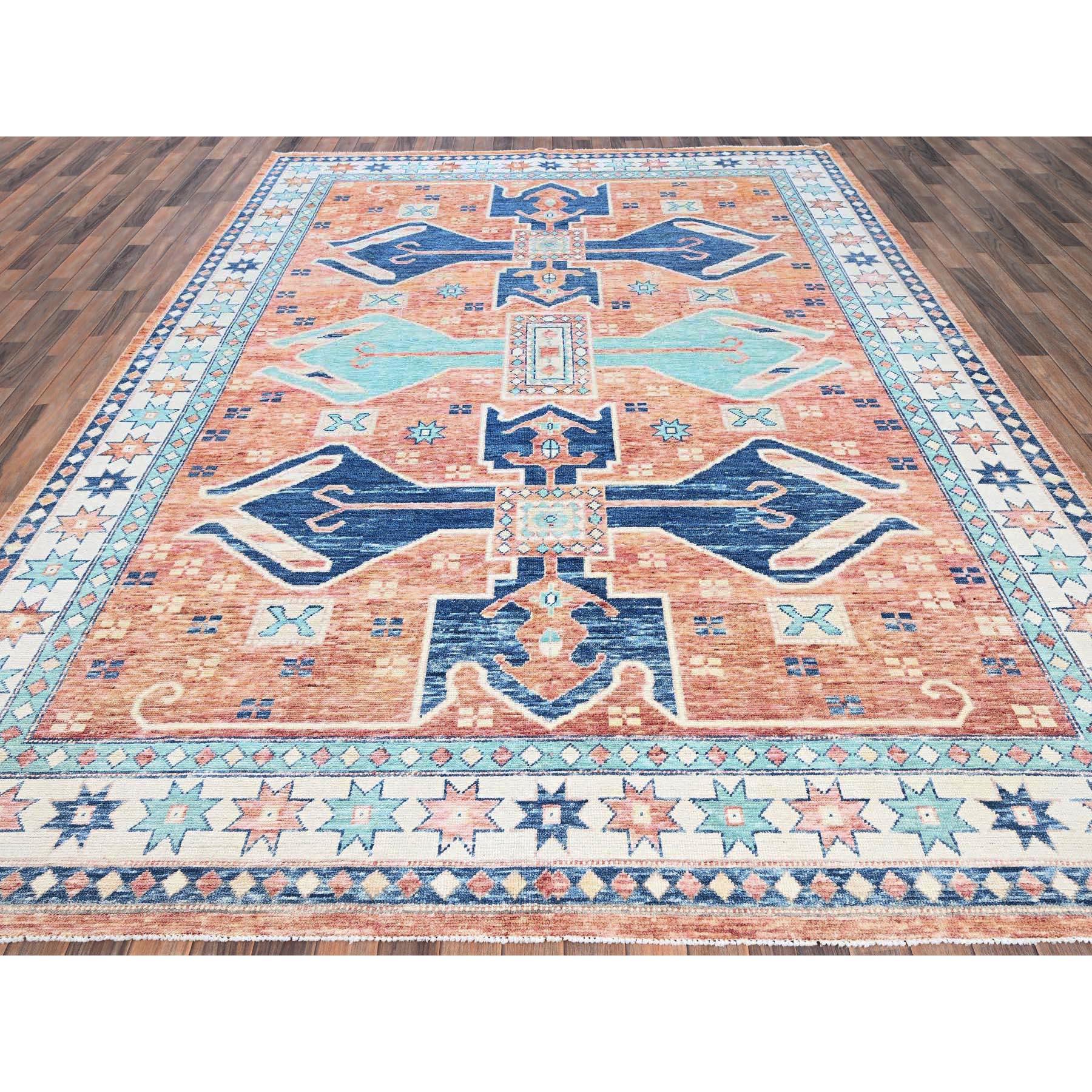Peach Color, Turkish Knot, Zero Pile, Sheared Low, Anatolian Village Design, Hand Knotted, Pure Wool, Oriental Rug
Primary materials: Wool
Latex: No Pile 
height: 0.25 Inches
Style: Traditional
Primary color: Orange
Secondary colors: Light Blue,