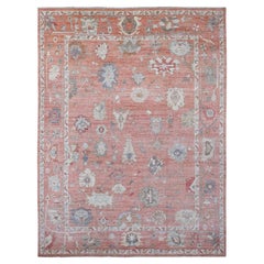9'x11'9" rosso 100% lana Afghan Angora Oushak Floral Design/One annodato a mano