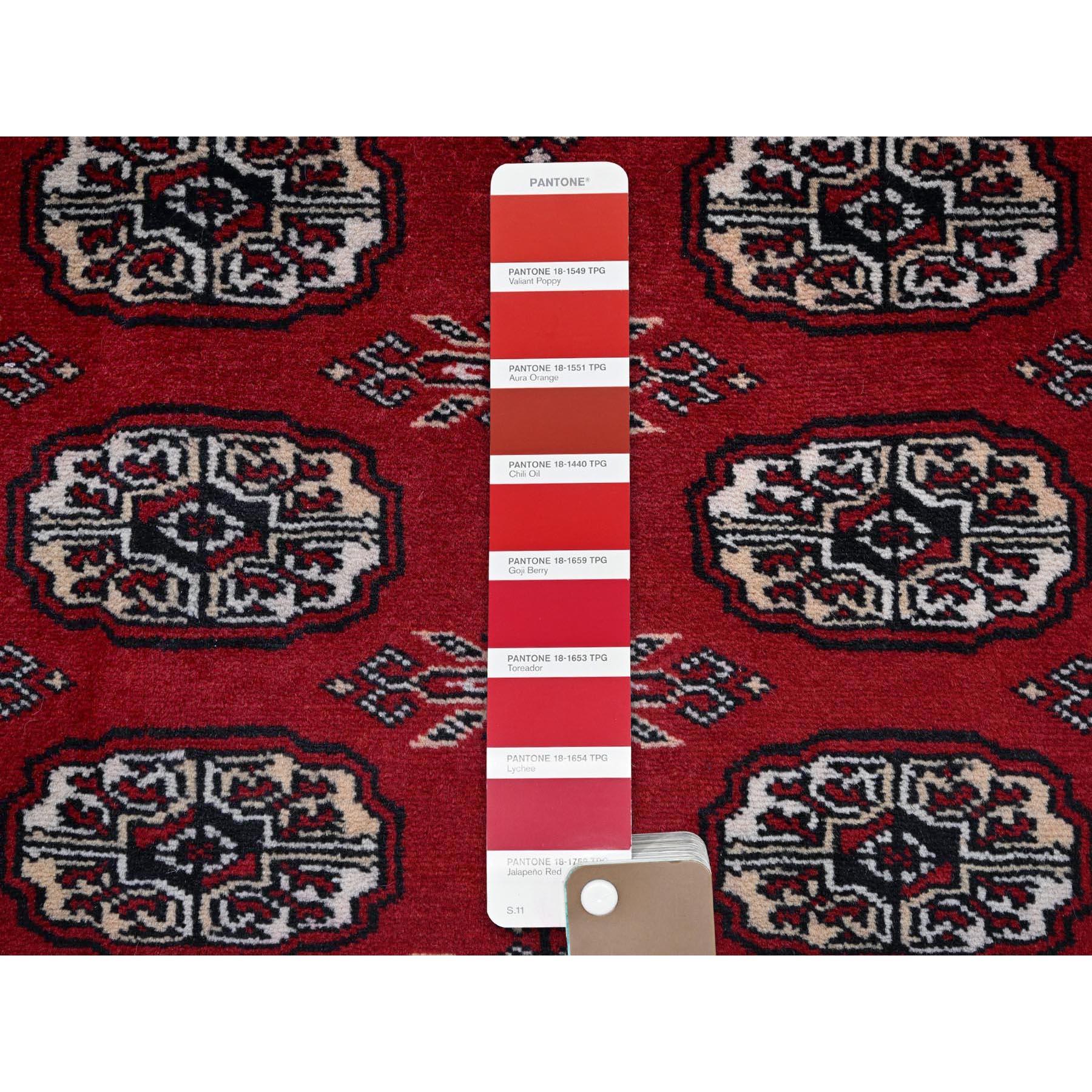 Alfombra de lana anudada a mano con diseño de medallones tribales Bokara rojo princesa 9'x11'9 Lana en venta
