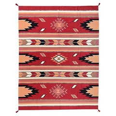 9'x11'9" Red Southwest Geometric Design Hand Woven Flat Weave Wool Oriental Rug