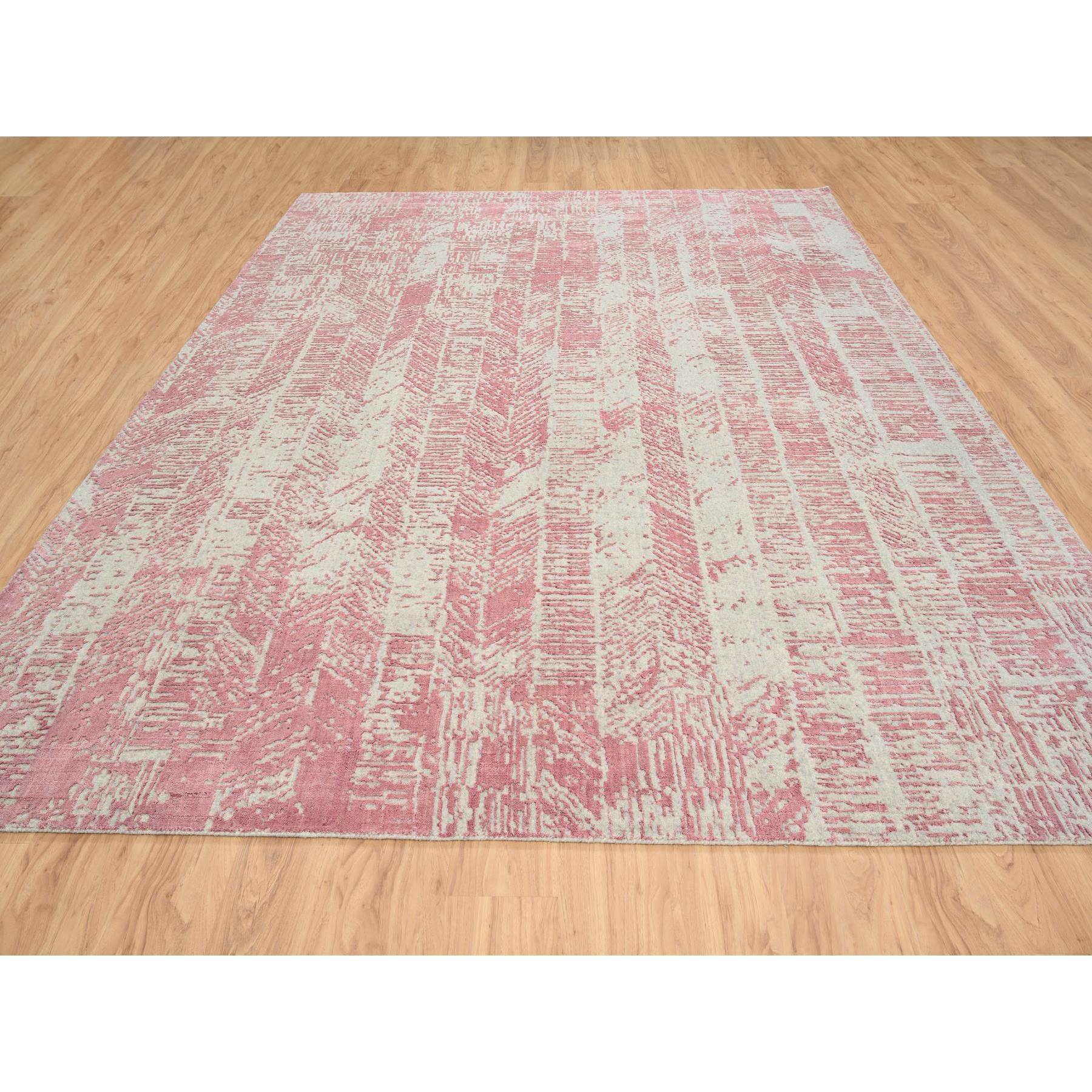 Médiéval Tapis en laine et soie Jacquard rose rose tissé à la main All Over Design en vente