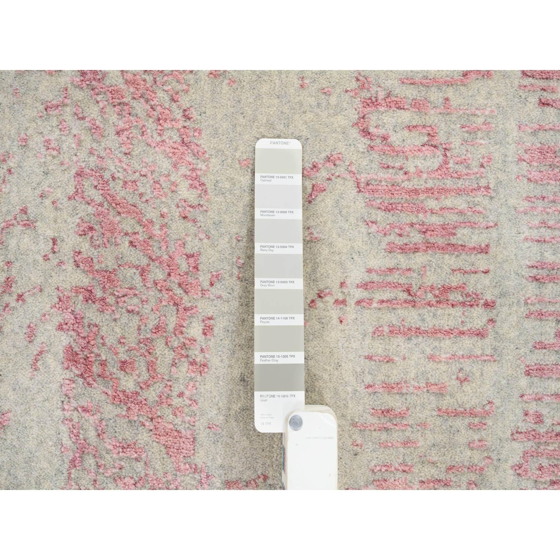 Soie Tapis en laine et soie Jacquard rose rose tissé à la main All Over Design en vente