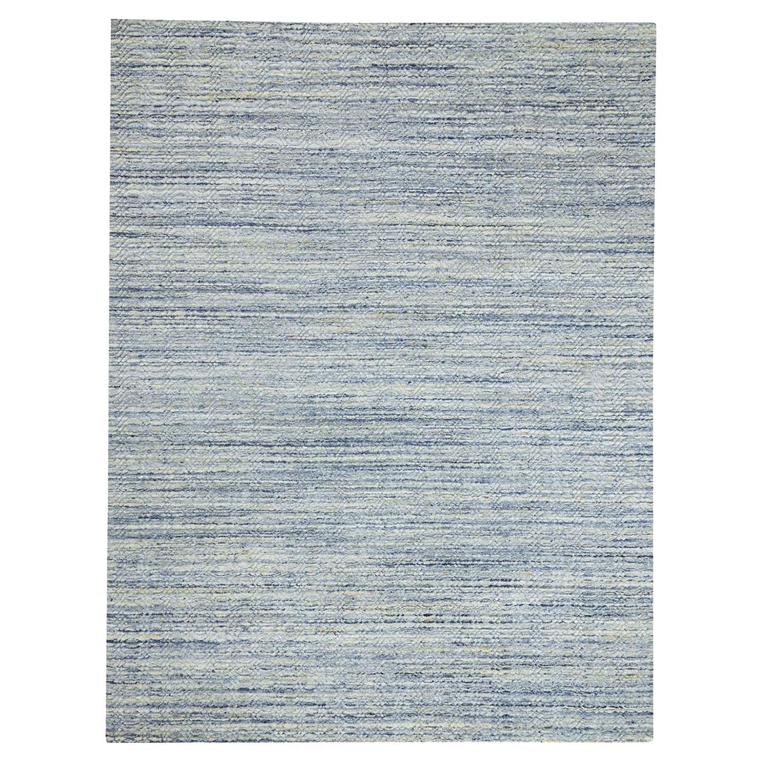 Tappeto in lana organica 9'x11'9" Transitional Blue lavorato a mano con design variegato