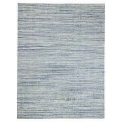 9'x11'9" Transitional Blue Hand Loomed Variegated Design Organic Wool Rug