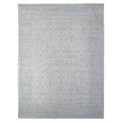9'x11'9" Vista Weißer handgeknüpfter orientalischer Peshawar-Teppich aus reiner Wolle mit Steinwasch in Weiß