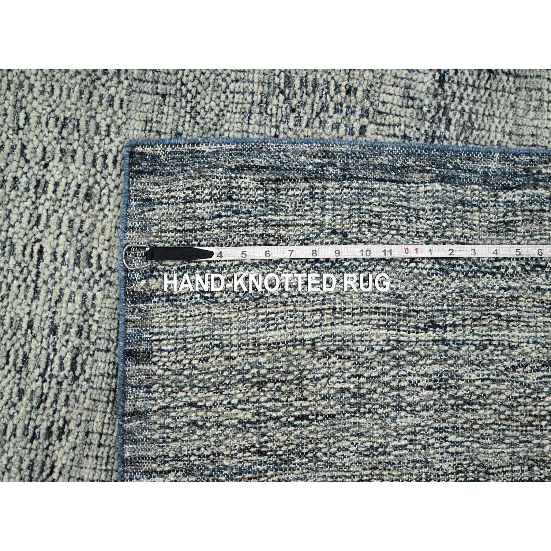 Alfombra de diseño de hierba oxidada y desgastada de lana anudada a mano azul Egeo de 9 x 12 pies en venta 3