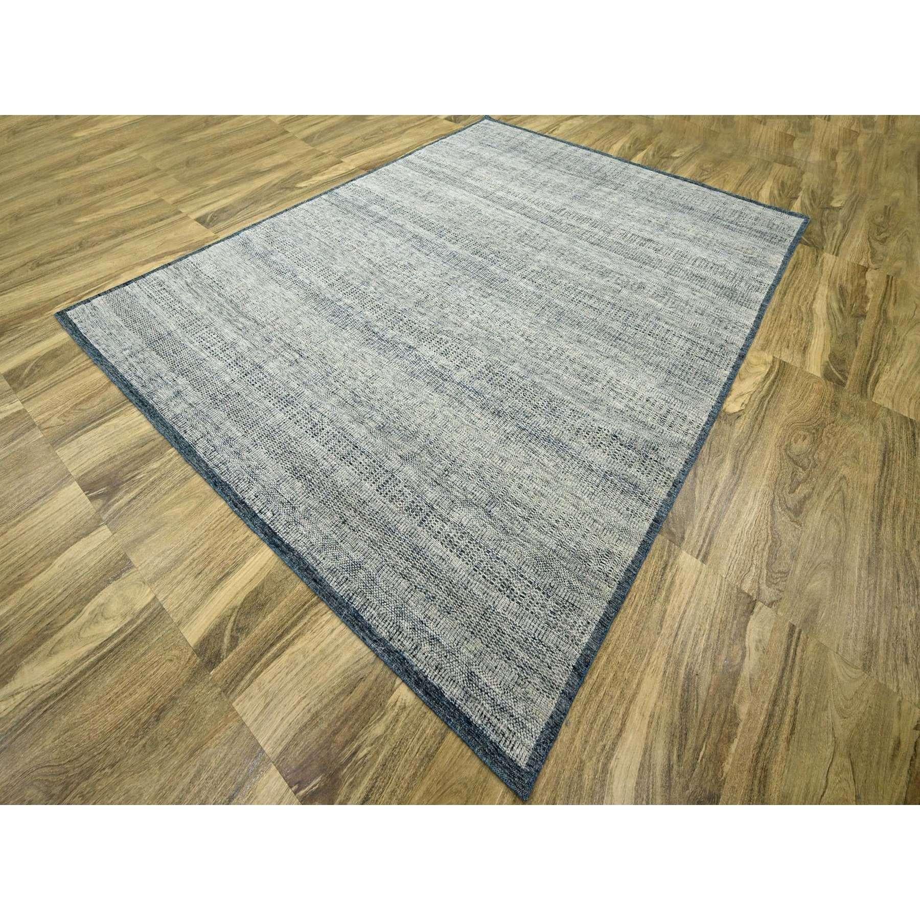 Alfombra de diseño de hierba oxidada y desgastada de lana anudada a mano azul Egeo de 9 x 12 pies Moderno en venta