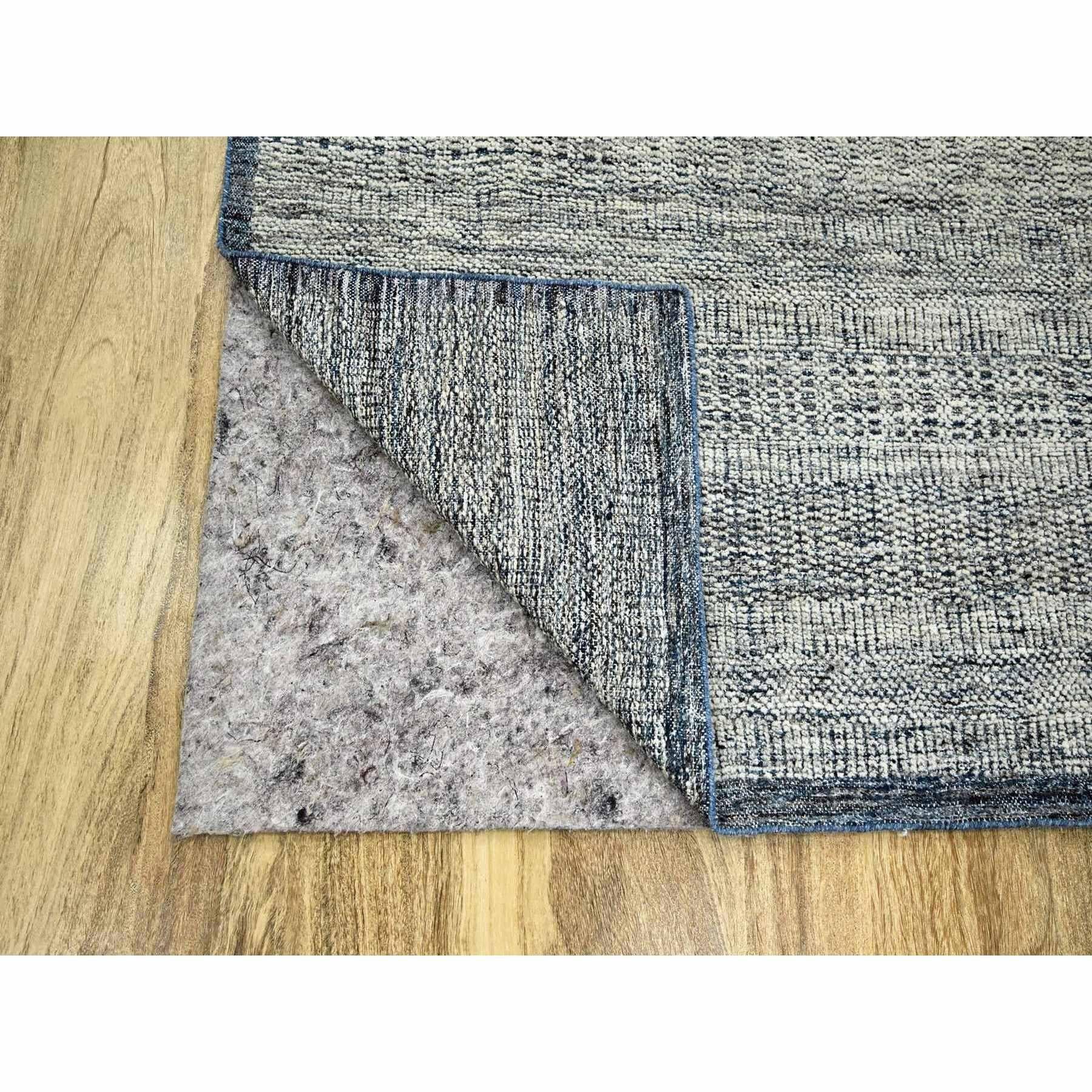 Alfombra de diseño de hierba oxidada y desgastada de lana anudada a mano azul Egeo de 9 x 12 pies Indio en venta