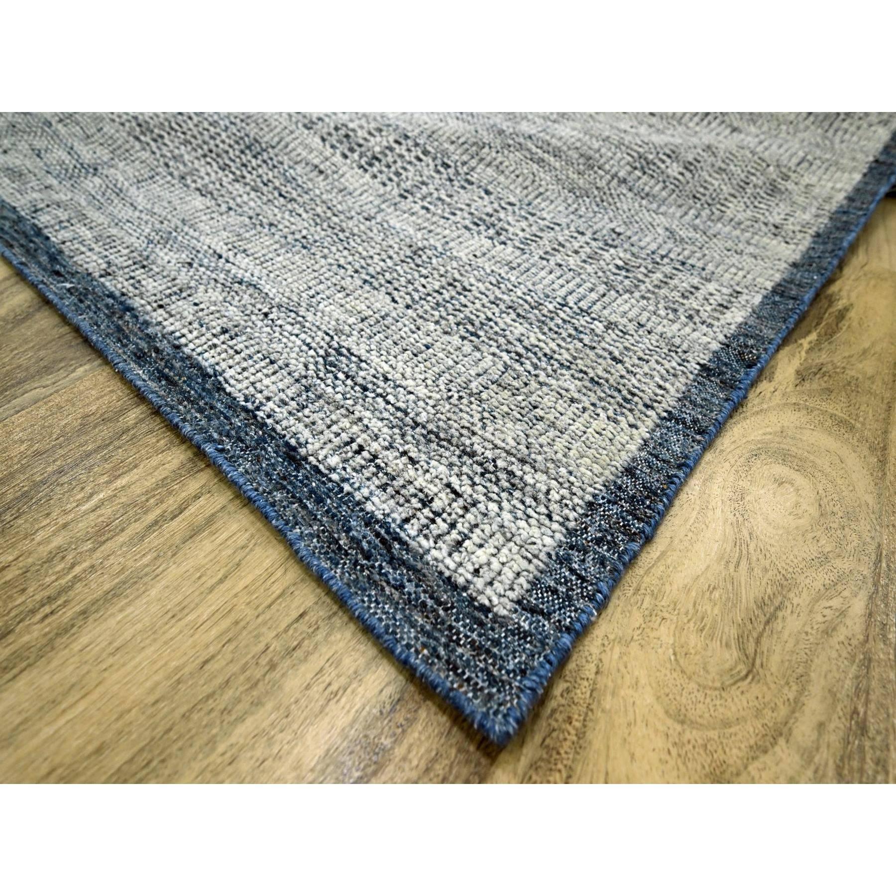 Alfombra de diseño de hierba oxidada y desgastada de lana anudada a mano azul Egeo de 9 x 12 pies en Nuevo estado para la venta en Carlstadt, NJ